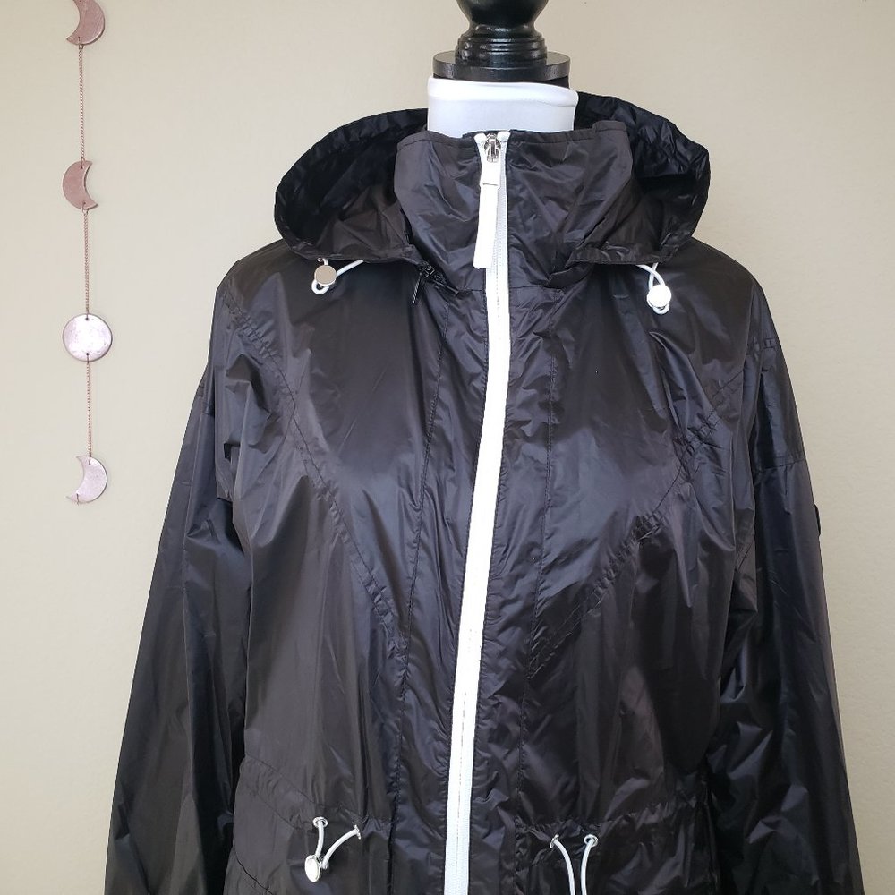 London Fog Women's Cinched Waist Long Windbreaker - Picture 4 of 8
